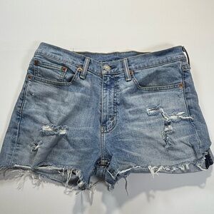 Trendy Levi’s Blue Distressed Cut Off Jean Shorts